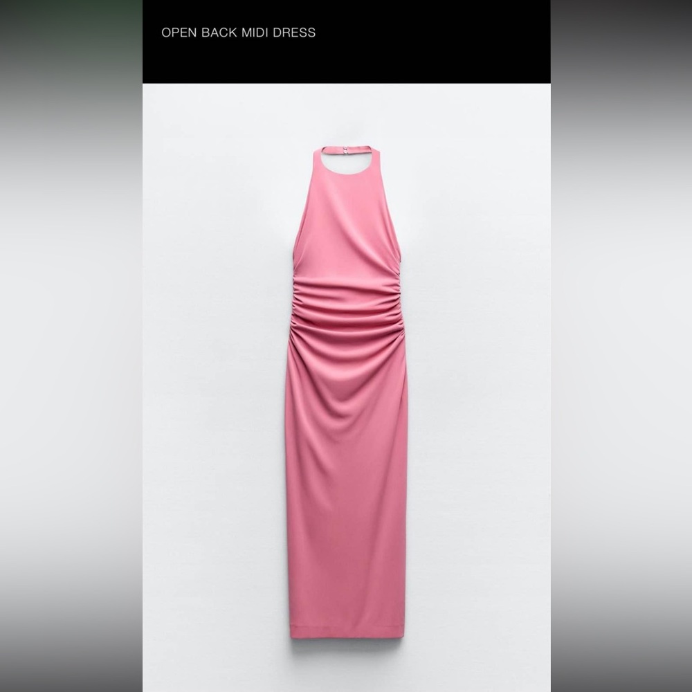Open back long pink dress ZARA